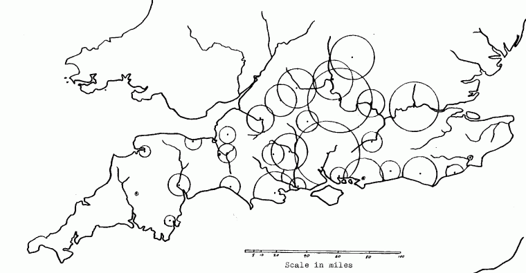 Map showing relative sizes of burhs